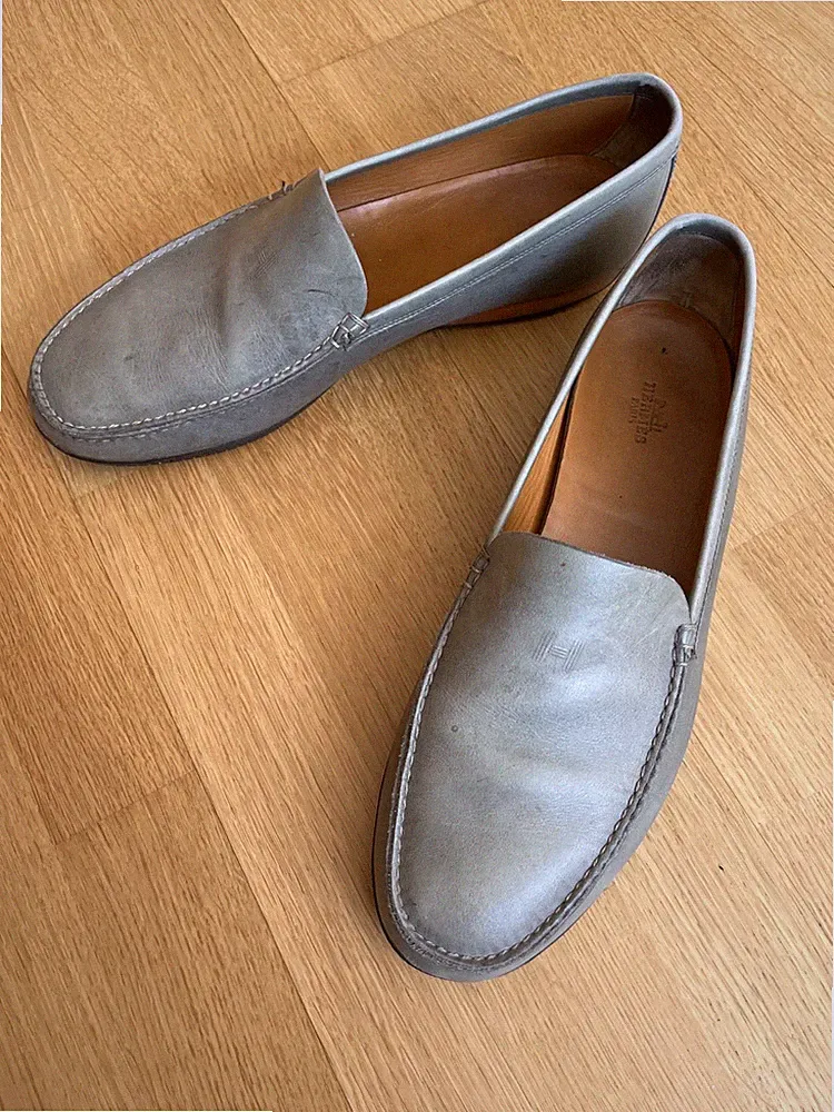 Original HERMÈS Herren Loafer Slipper Mint Orange Gr. 44,5 Schuhe Vintage