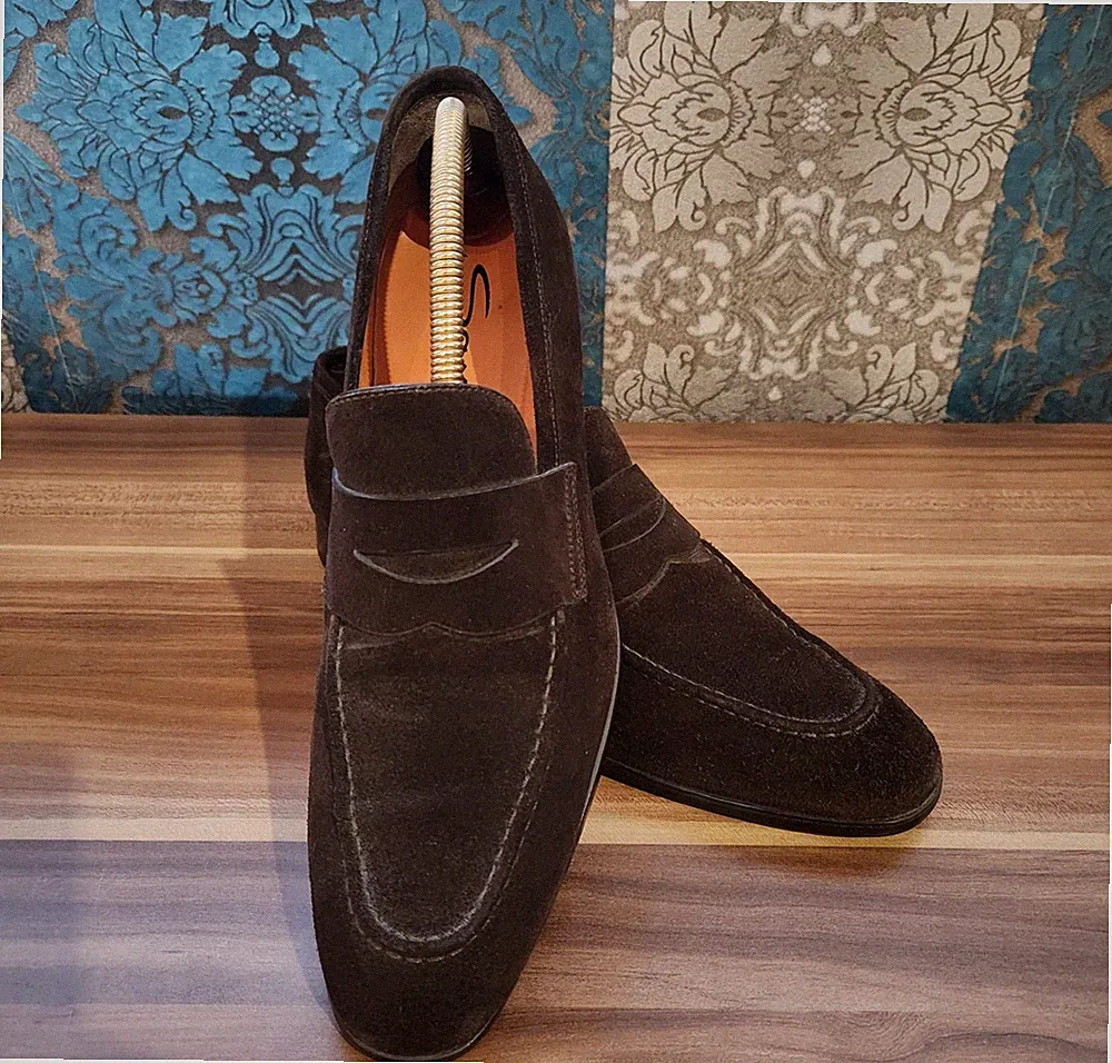 Original SANTONI Loafer Wildleder Braun UK 5