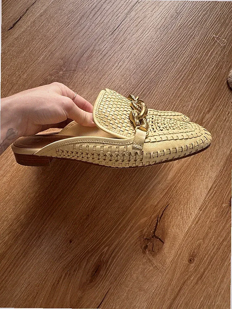 Original Tory Burch Leder Mules Loafer Beige Gr. 36 US 6