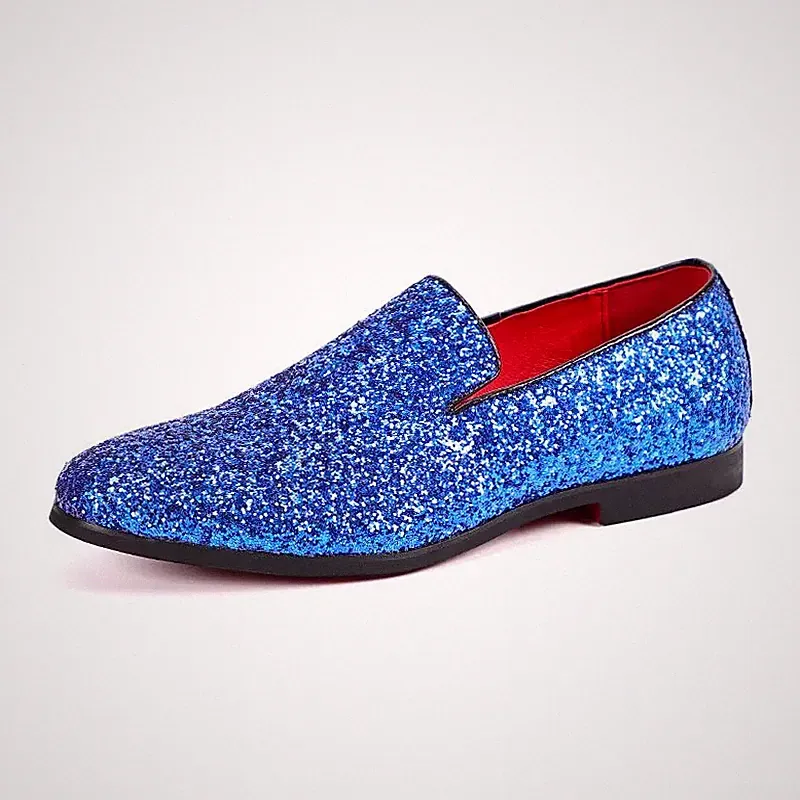 Oxford Brogue Halbschuhe Poloshirt Blau Strass Abend Kunstleder 101183