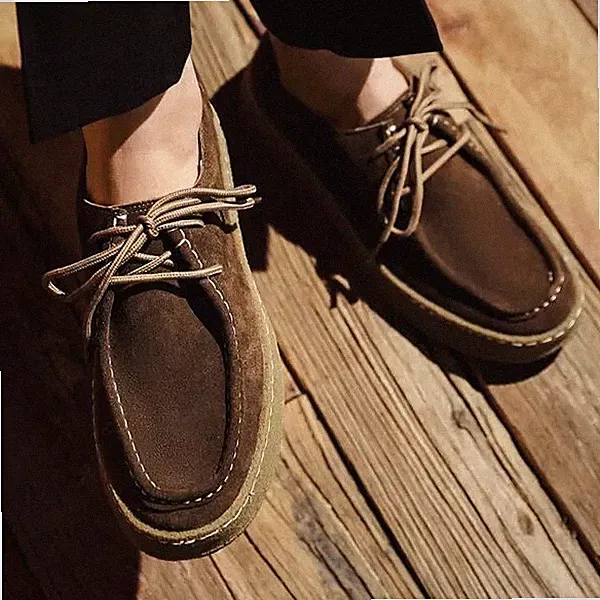 Oxford Brogue Halbschuhe Poloshirt Braun Schnürer Wildleder Kunstleder 101293