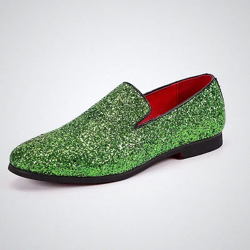 Oxford Brogue Halbschuhe Poloshirt Grün Strass Abend Kunstleder 101183