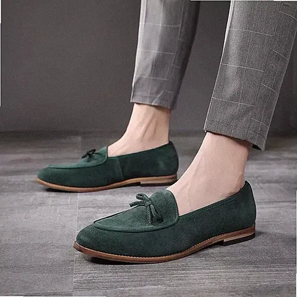 Oxford Brogue Halbschuhe Poloshirt Grün Wildleder Kunstleder 101178