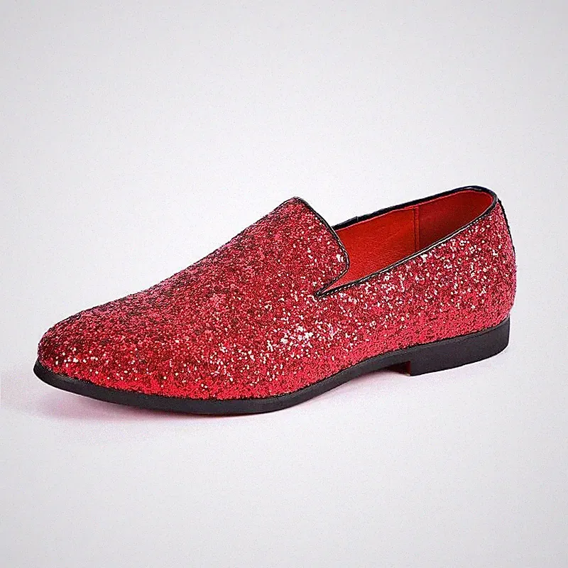 Oxford Brogue Halbschuhe Poloshirt Rot Strass Abend Kunstleder 101183