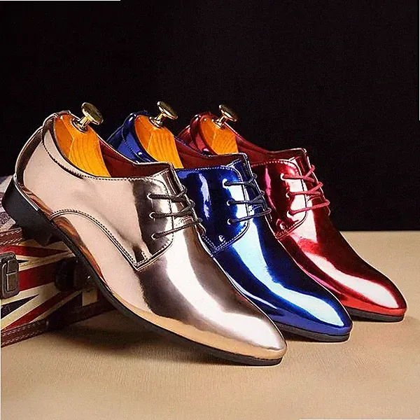 Oxford Brogue Halbschuhe Polosisch Abend Schnürung Glänzend Kunstleder 101193