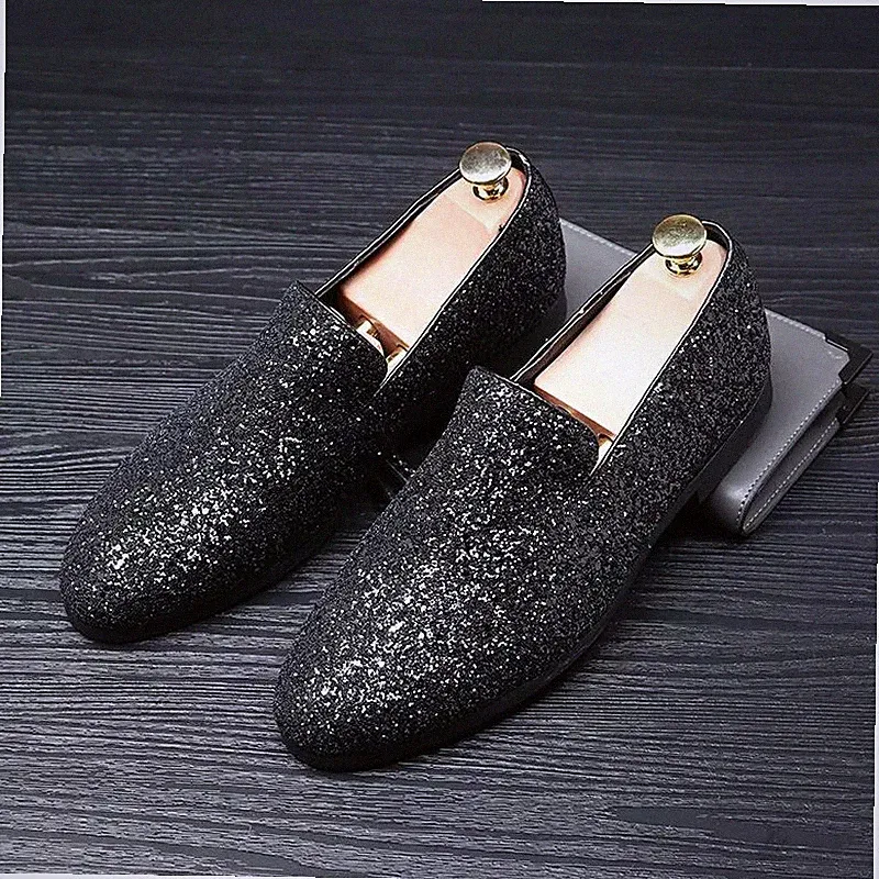 Oxford Brogue Halbschuhe Polosisch Schwarz Strass Abend Kunstleder 101183