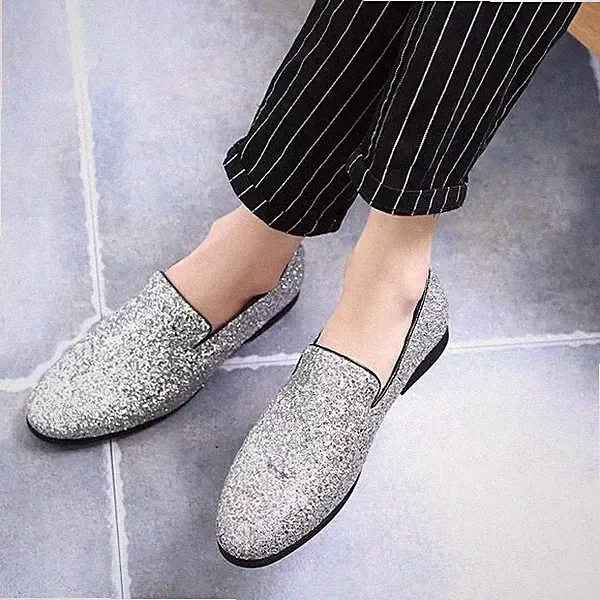 Oxford Brogue Halbschuhe Polosisch Silber Strass Abend Kunstleder 101183