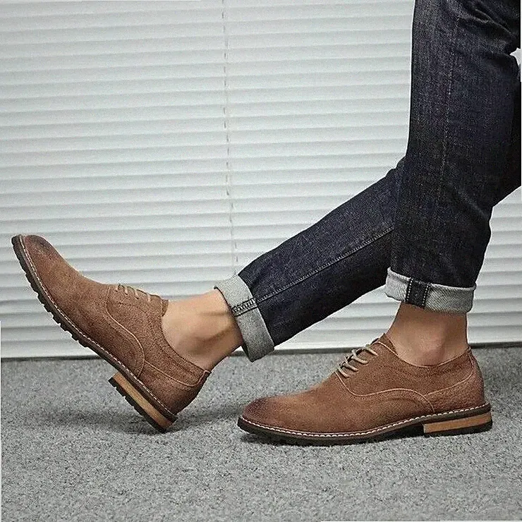 Oxford Polnische Brogue Halbschuhe Herrenschuhe Braun Kunstleder 4028