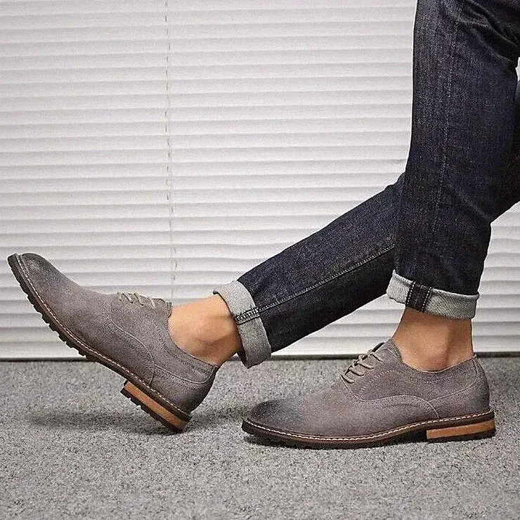Oxford Polnische Brogue Halbschuhe Herrenschuhe Grau Kunstleder 4028