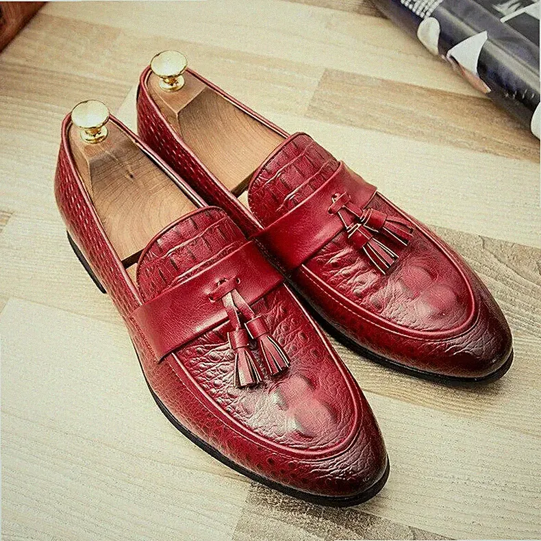 Oxford Polnische Brogue Halbschuhe Herrenschuhe Rot Kunstleder 4011