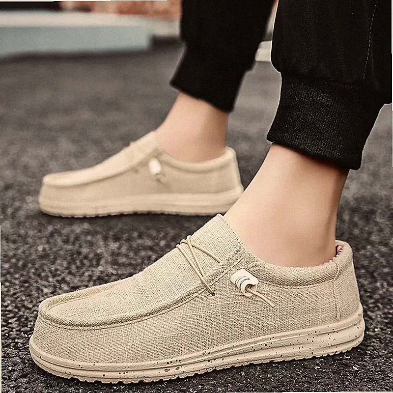 Oxford Poloshirt Brogue Halbschuhe Herrenschuhe Beige Canvas Schnürer 90537
