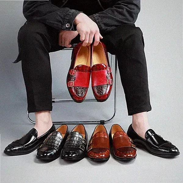 Oxford Poloshirt Brogue Halbschuhe Herrenschuhe glänzend Kunstleder 29210