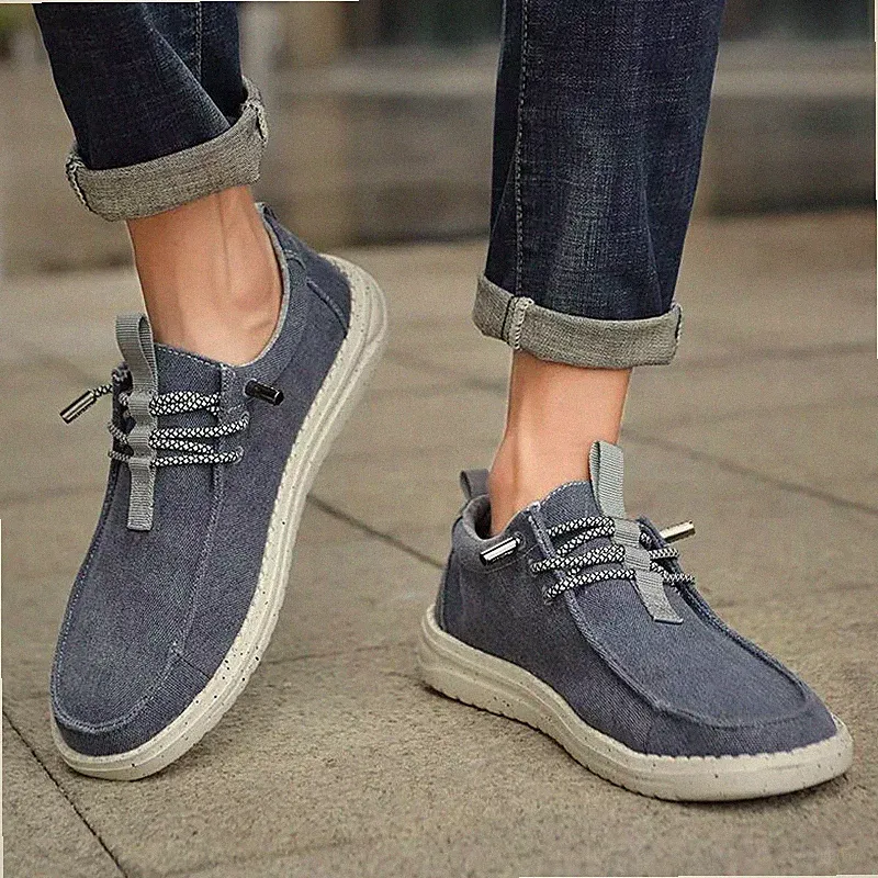 Oxford Poloshirt Brogue Halbschuhe Herrenschuhe Navy Blau Canvas Schnürer 90535