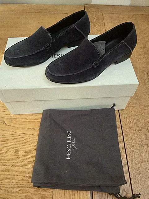 Paar Herren Flachschuhe Mokassin schwarz heschung Gr. 35,5