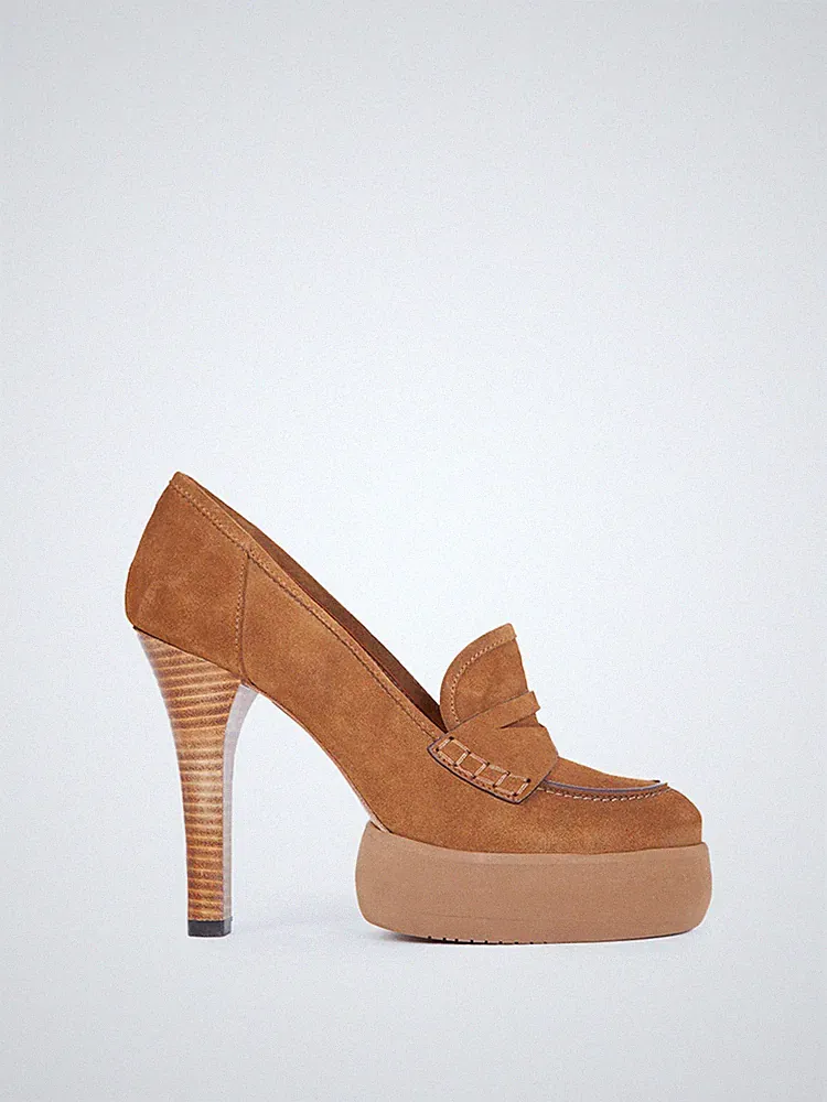 Paloma Barcelò Halbschuh aus Wildleder Leder mit TC 12 cm und Plateau 4 cm Art MABEL