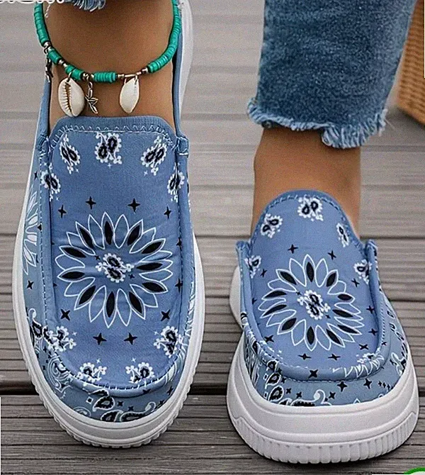Pantoletten Loafer Schlappen Gr. 40 Paisley Blau