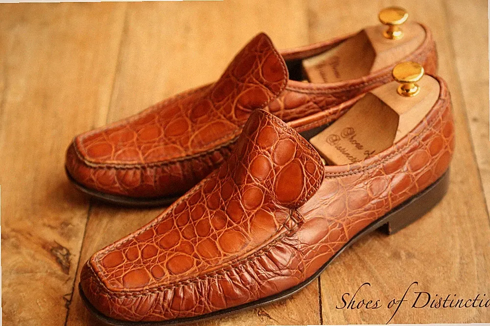 Patrick Cox hellbraun Krokodilleder Penny Halbschuhe Schuhe Herren UK 7,5 US 8,5