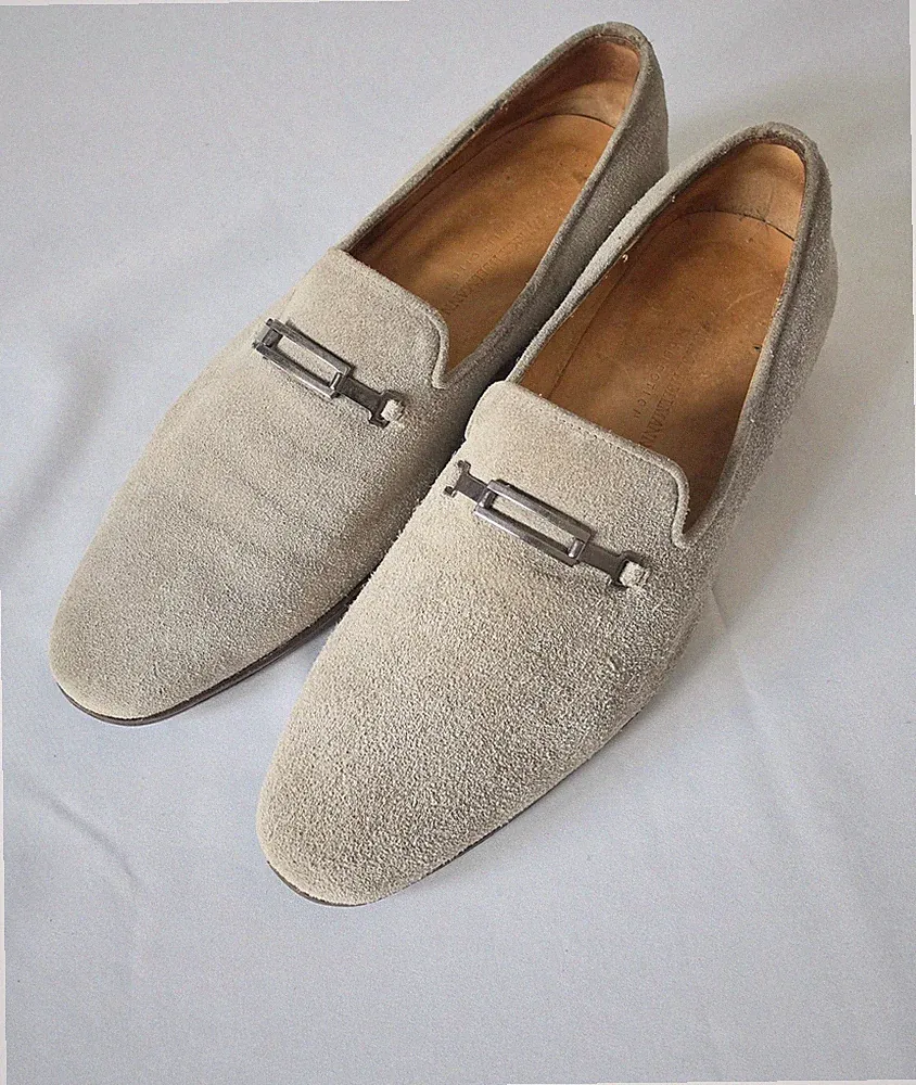 Patrick Hellmann Collection Loafer Slipper Gr. 8 / 42 Suede Veloursleder Beige