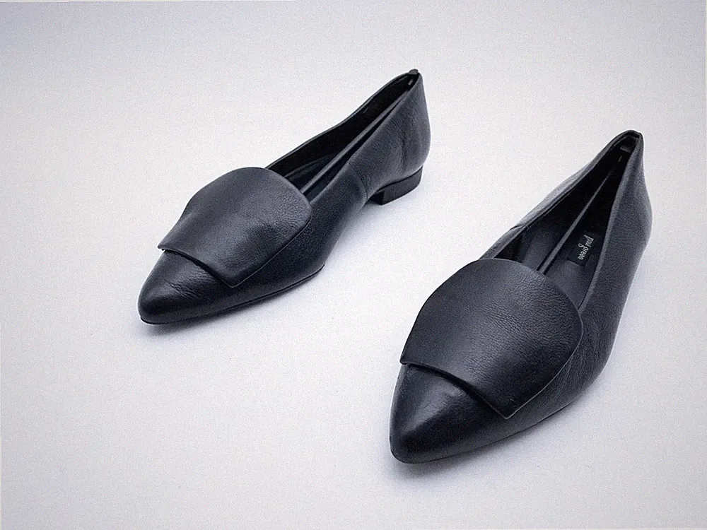 paul green Damen Ballerina Slipper Loafer Leder Schwarz Gr. 38,5 EU Art.40544-98