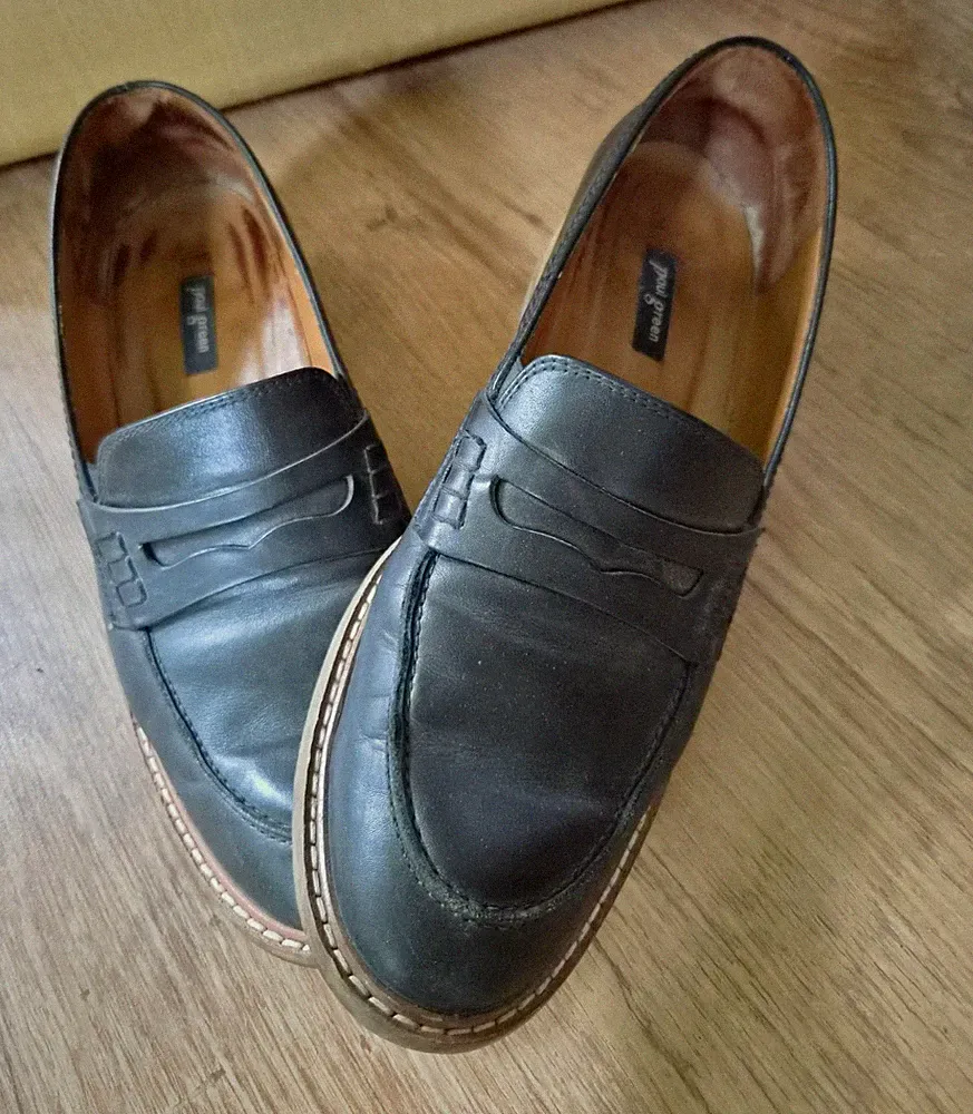 Paul Green Damen Leder-Loafer Slipper Schwarz EU 39 mandelförmige Spitze