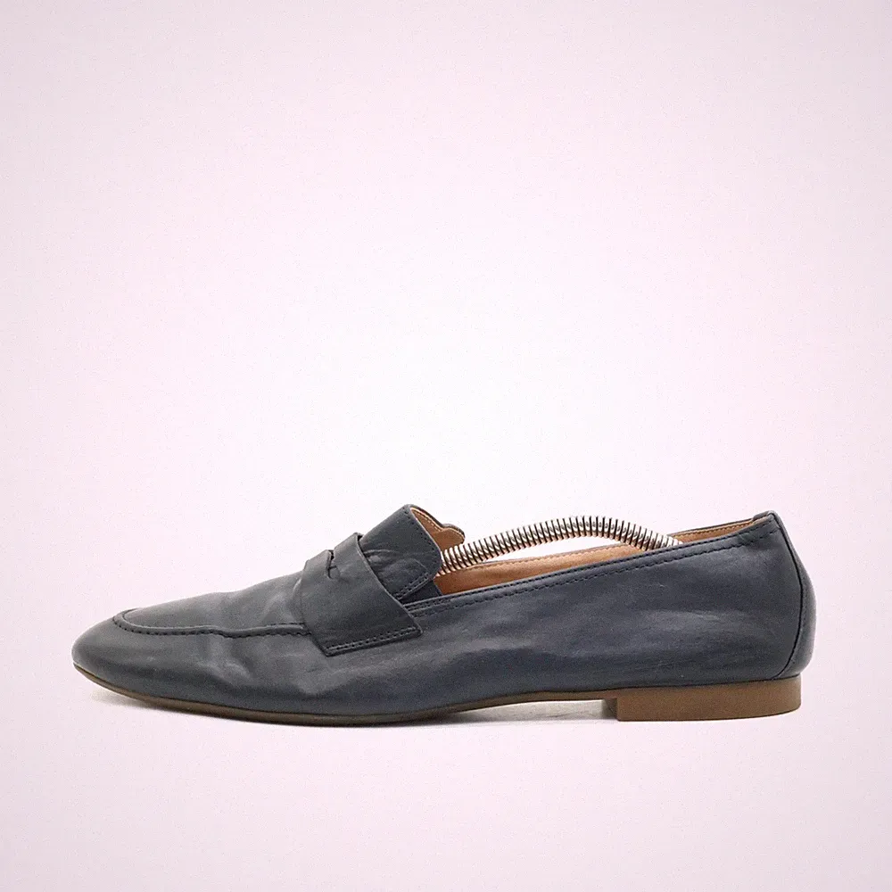 Paul Green Damen Slipper EU 40,5 Pennyloafer Blau Leder Rutschfeste Sohle Loafer