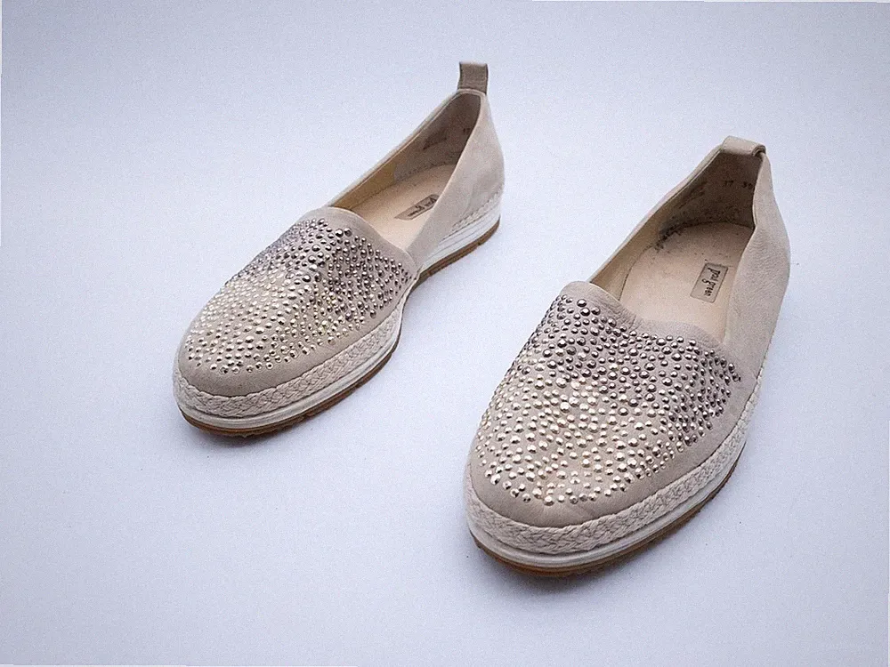 paul green Damen Slipper Loafer Halbschuh Leder Beige Gr . 38,5 EU Art. 40875-56