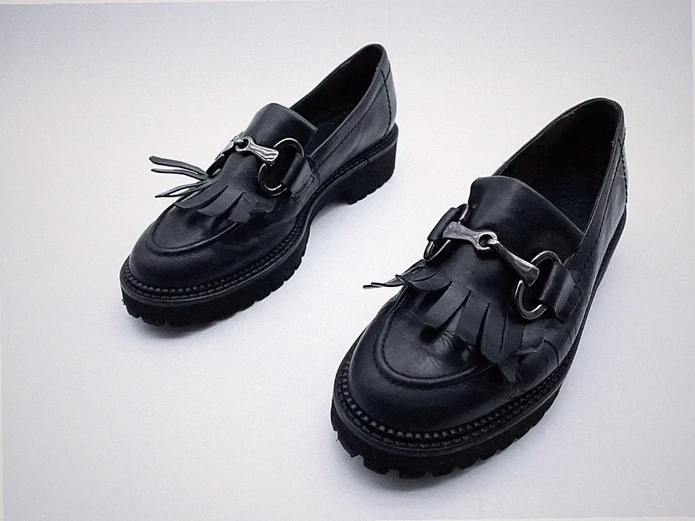 paul green Damen Slipper Loafer Halbschuhe Leder Schwarz Gr. 38 EU Art. 40297-98