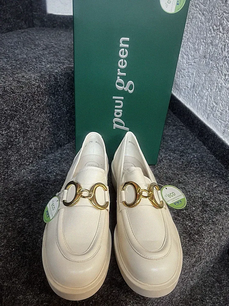 Paul Green Gr.7,5 41,5 Echt Leder Neu! Wollweiß, Beig.NP 159,95€ Loafer, Slipper