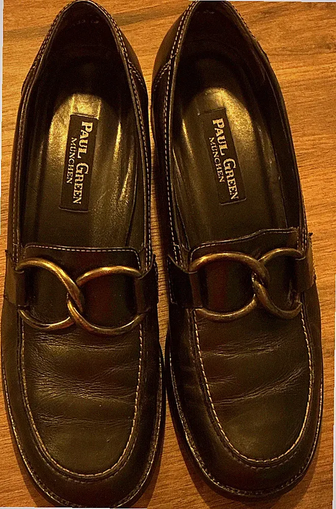 Paul Green Herren Loafer Slip-On Leder schwarz mit Schnalle, runde Spitze