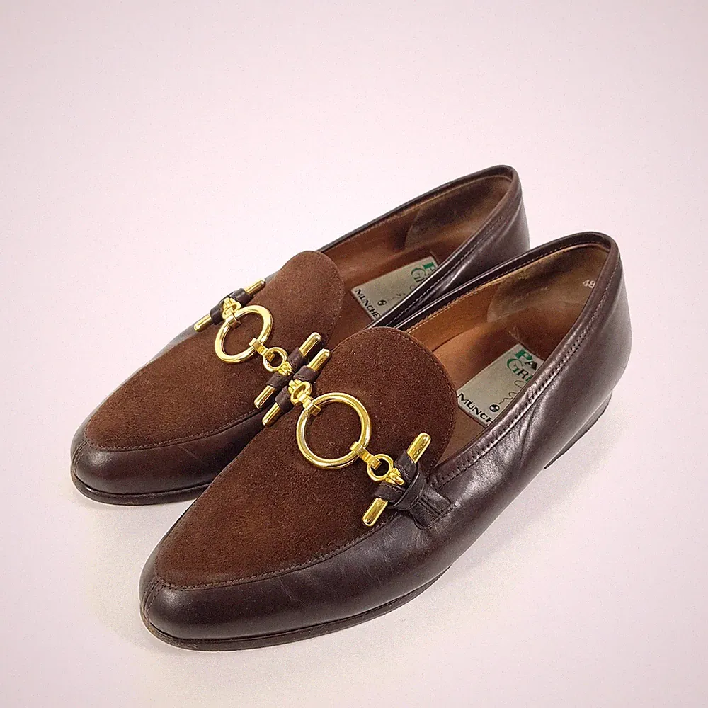 Paul Green Horsebit Loafer Damen Gr. EU 37 UK 4 Braun Gold Leder Slipper Vintage