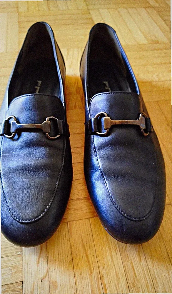 Paul Green Leder Loafer Slip-On Halbschuhe Schwarz Schnalle EU 41