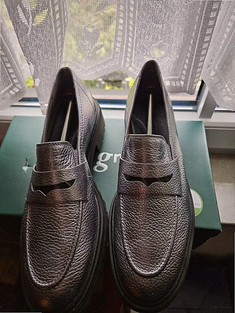 Paul Green München College Stil Loafer Gr.8/42 Neu, Silber Metallic