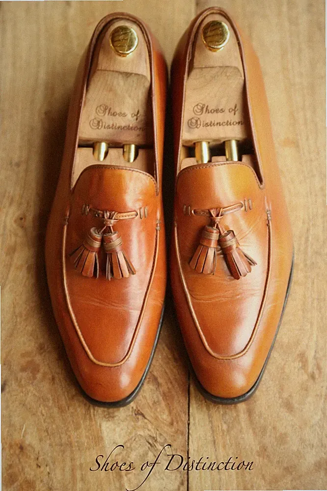 Paul Smith Elguin hellbraune Lederschuhe mit Quasten Halbschuhe Herren UK 8 E...
