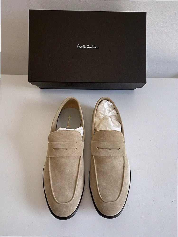 Paul Smith Figino Suede Loafers Mokassin Herren Beige Gr. 44 NEU