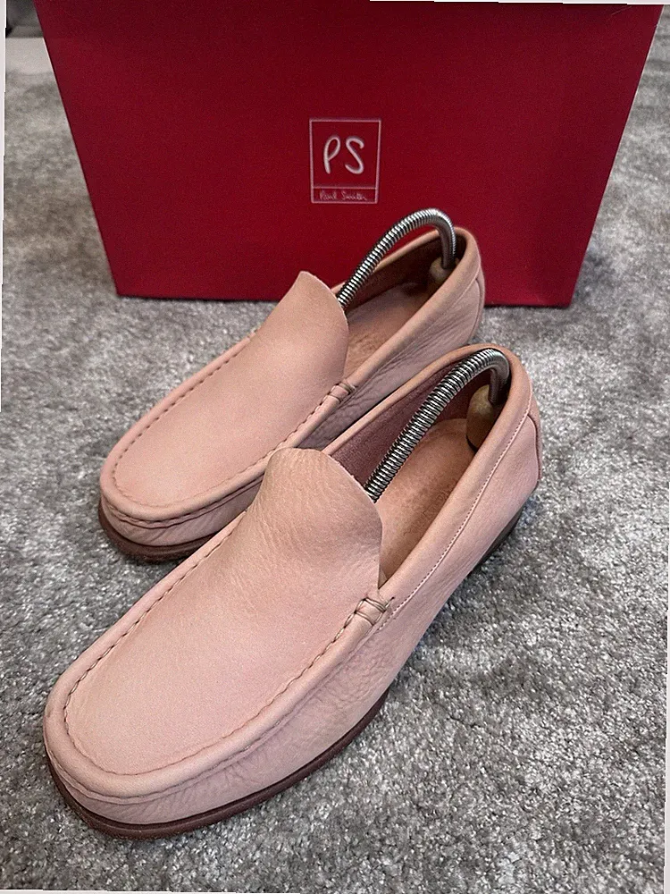 Paul Smith Herren Rouge Rosa Nubukleder Mokassin Zehe Klassische Nähte Halbschuhe UK 8