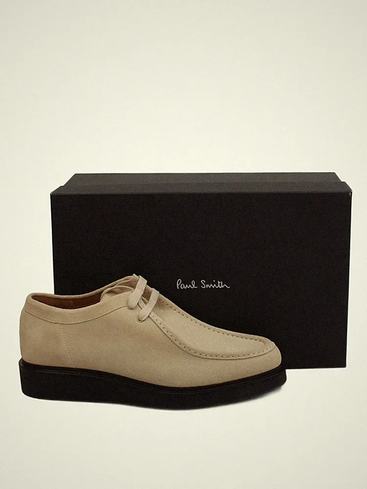 Paul Smith Herrenschuhe UK 7 Creme 100% Wildleder Halbschuh
