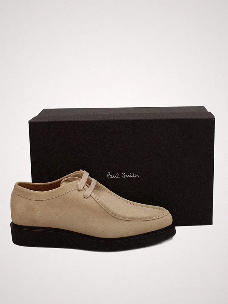 Paul Smith Herrenschuhe UK 7 Creme 100% Wildleder Halbschuh Neu Mit Etikett