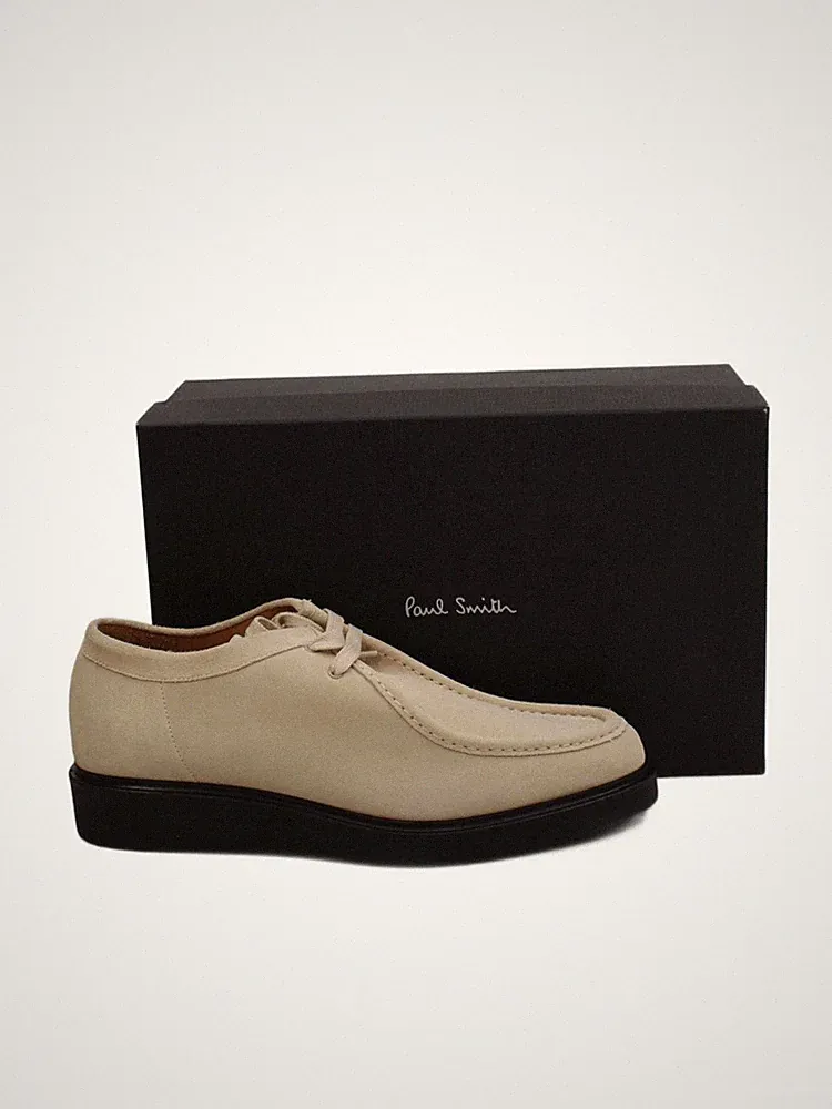 Paul Smith Herrenschuhe UK 9 Creme 100 % Wildleder Halbschuh Neu mit Etikett