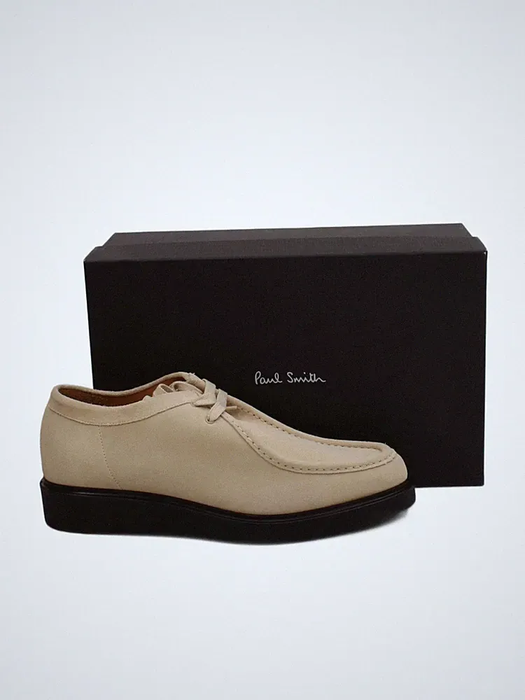 Paul Smith Herrenschuhe UK 9 Creme 100 % Wildleder Halbschuh Neu mit Etikett