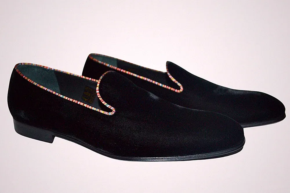 Paul Smith Mainline Herren Dallow Schwarz Samt Halbschuh UK 10/US 11 Brandneu im Karton UVP 395 £