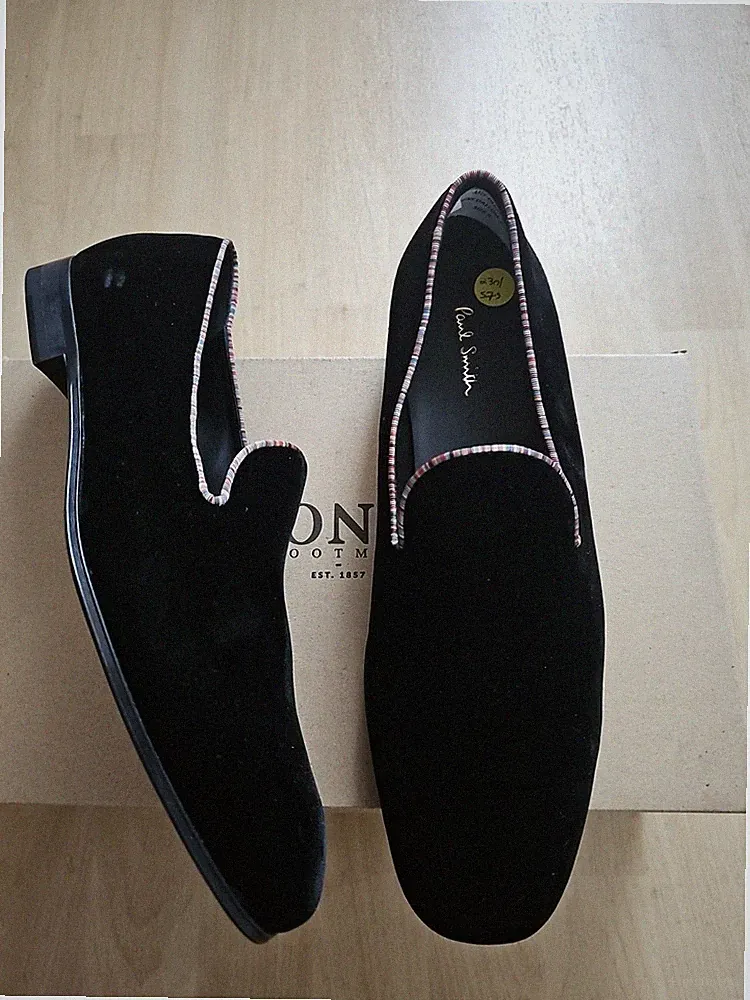 Paul Smith Mainline Herren Dallow Schwarz Samt Halbschuh UK 8/US 9 UVP 395 £