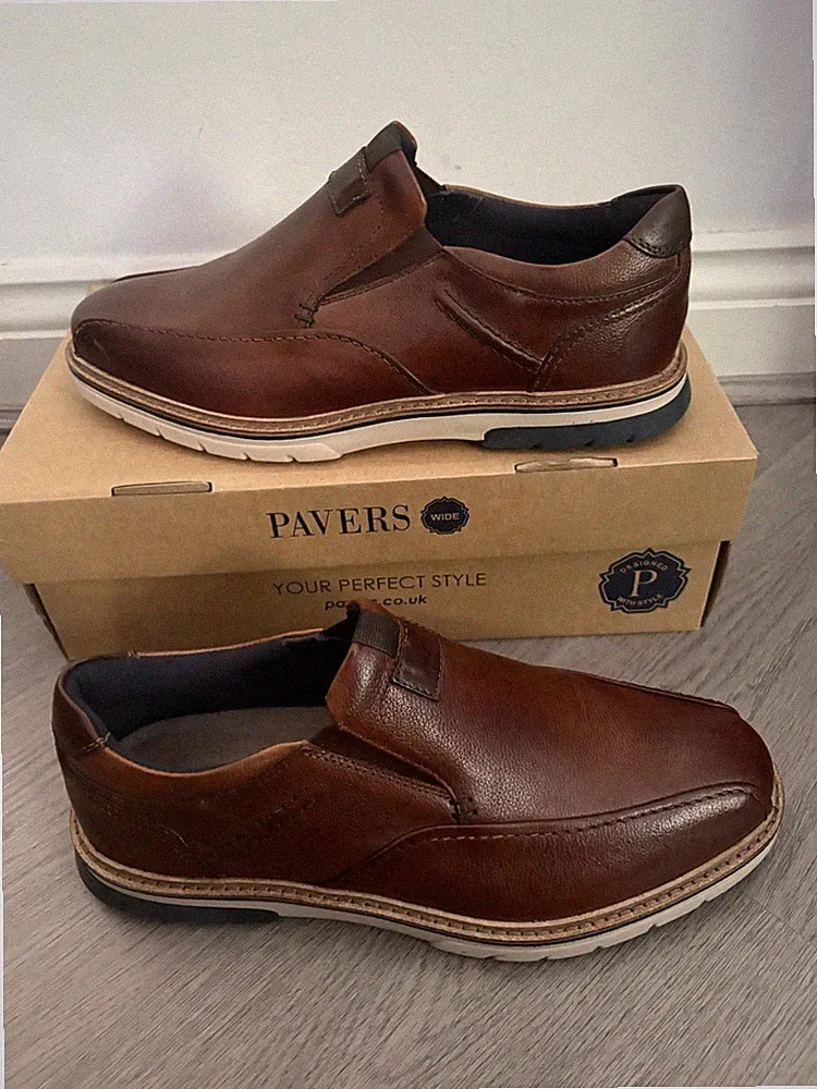 Pavers Park Herren Slipper Cognac Braun Größe UK 8 Weite - einmal getragen