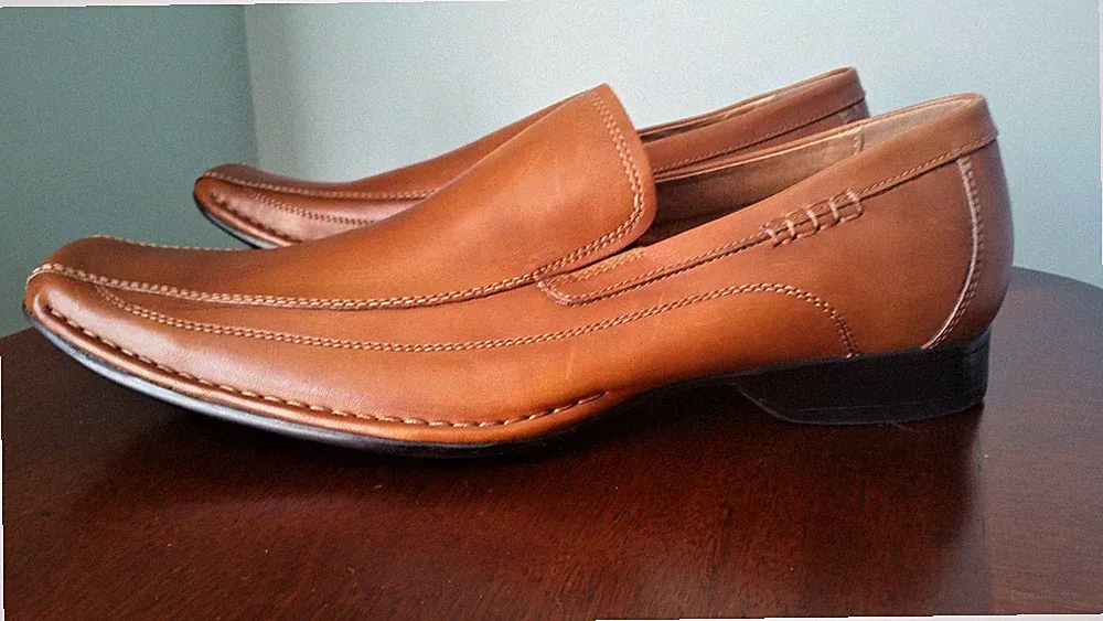 PEGABO Cognac Men's Slip On Dress Shoes Formal Leather Loafers NWOB