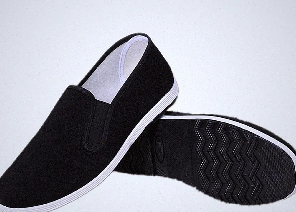 Peking-Stil Kung Fu Tai Chi Slipper Unisex Leinen Gummi Schwarz 40