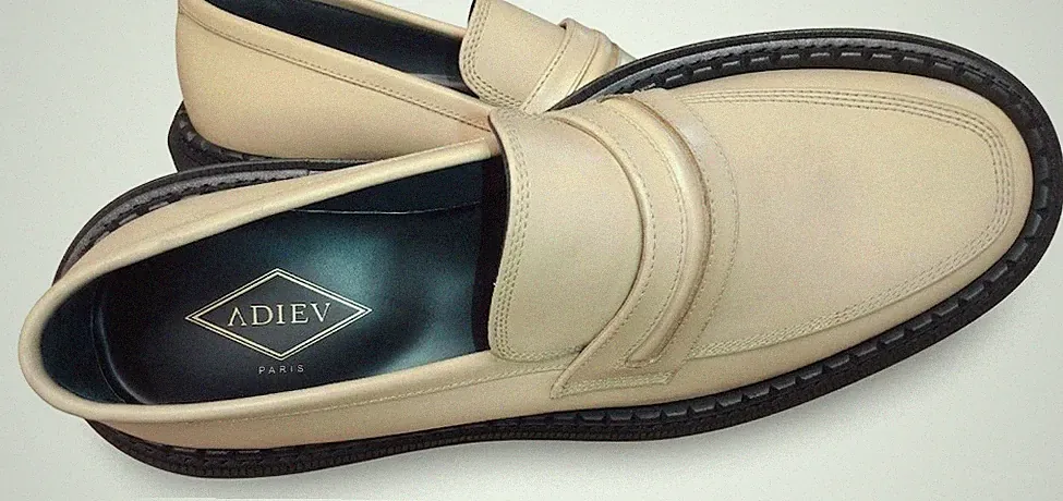 Penny Halbschuhe Herren Adieu Paris Echtleder Creme Kreppsohle Slipper EU 43