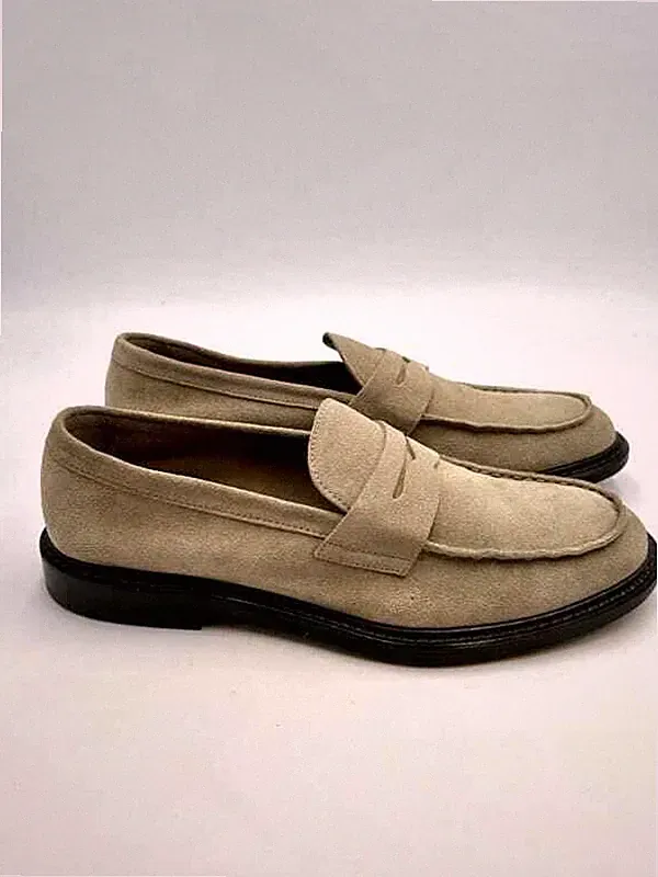 Penny Loafer Doucal's Herren Aus Wildleder Sand, Ledersohle Art. 2405