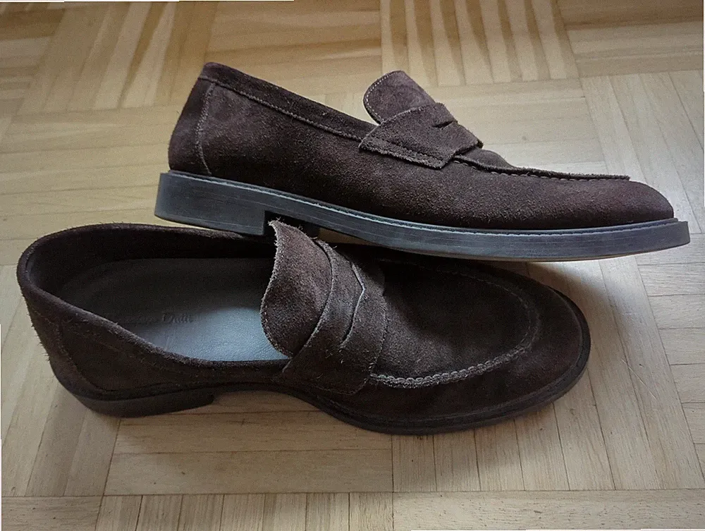 Penny Loafer Herrenschuhe Dunkelbraun Größe 43 Wildleder