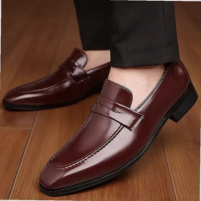 Penny Loafer Mokassinschuhe Herren Bordeaux Elegante Slip-On Fürs Büro LM491