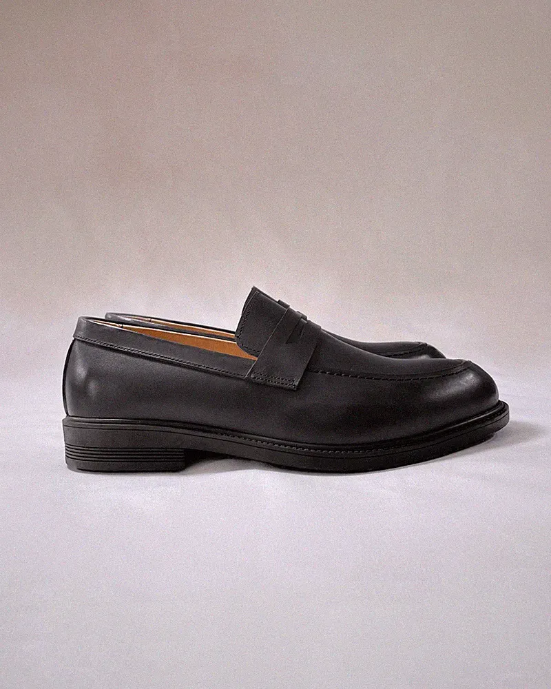 Penny Loafer Schwarz Herren Grösse 43 Leder Arbeit Freizeit Elegant Bequem
