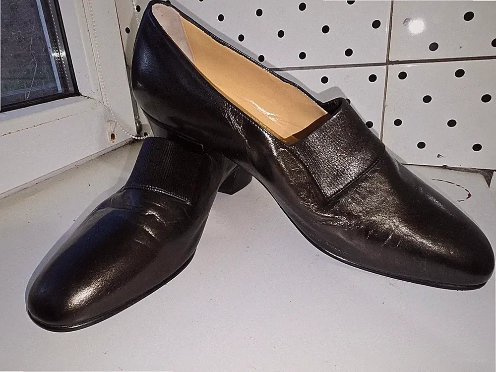 PERON Braune Damen Halbschuhe mit Leder Stretch Einsatz Mittelhoher Absatz Gr...